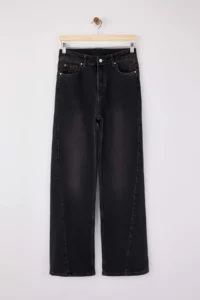 TRENDYOLMİLLA Black High Waist Less Flexible Wide Leg Wide Leg jeans - Image 5