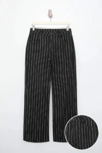 TRENDYOLMİLLA Black Lurex Striped High Waist 100% Cotton Wide Leg jeans - Image 5