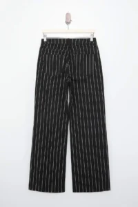 TRENDYOLMİLLA Black Lurex Striped High Waist 100% Cotton Wide Leg jeans - Image 6