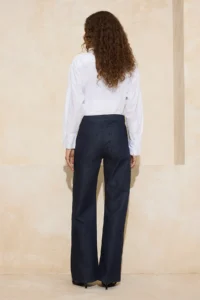 TRENDYOLMİLLA Dark Blue 100% Cotton Stone LONG Size High Waist Raw Wide Leg jeans - Image 5