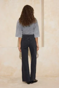 TRENDYOLMİLLA Black Draped Stone Detailed High Waist 100% Cotton Wide Leg jeans - Image 4
