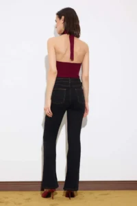TRENDYOLMİLLA Limited Edition Black Belt Detailed High Waist Middle Flexible Flare LONG Size jeans - Image 4