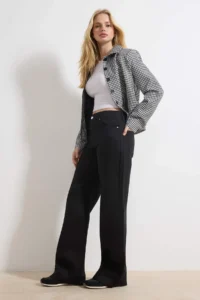 TRENDYOLMİLLA Black  Black Tencel™ High Waist LONG Size Wide Leg jeans - Image 2