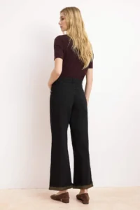 TRENDYOLMİLLA Black Draped High Waist 100% Cotton Wide Leg jeans - Image 4
