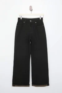 TRENDYOLMİLLA Black Draped High Waist 100% Cotton Wide Leg jeans - Image 5
