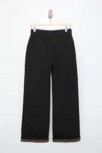 TRENDYOLMİLLA Black Draped High Waist 100% Cotton Wide Leg jeans - Image 6