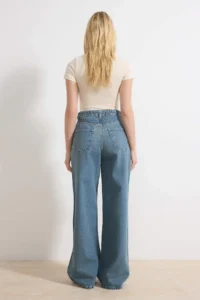TRENDYOLMİLLA Mavi Arched High Waist Wide Leg Wide Leg 100% Cotton jeans - Image 4