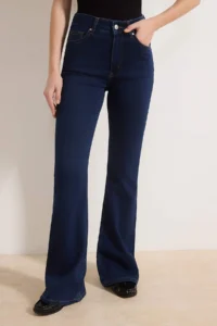 TRENDYOLMİLLA Dark Blue High Waist Flare Soft Extra Stretch Knitting Jeans - Image 4