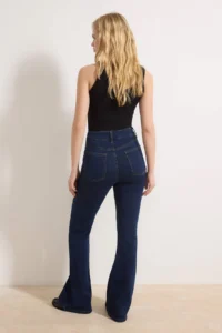 TRENDYOLMİLLA Dark Blue High Waist Flare Soft Extra Stretch Knitting Jeans - Image 5