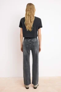 TRENDYOLMİLLA Black Cut Hem High Waist Less Flexible Straight Plain Cut jeans - Image 4