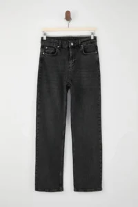 TRENDYOLMİLLA TRENDYOLMiLLA Wardrope Essentials Black High Waist Less Flexible Straight Plain Cut jeans - Image 5