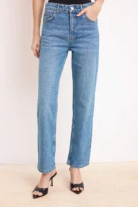 TRENDYOLMİLLA Mavi High Waist Less Flexible Straight Plain Cut jeans - Image 3