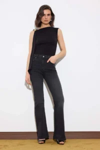 TRENDYOLMİLLA Limited Edition Black Shaping High Waist Ekstra Flexible Flare LONG Size jeans