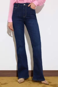 TRENDYOLMİLLA Limited Edition Dark Blue Shaping High Waist Ekstra Flexible Flare LONG Size jeans - Image 3