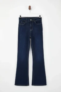 TRENDYOLMİLLA Limited Edition Dark Blue Shaping High Waist Ekstra Flexible Flare LONG Size jeans - Image 5