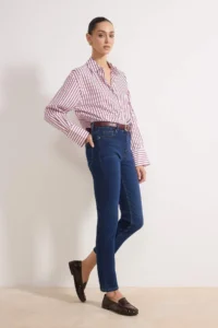 TRENDYOLMİLLA Dark Blue High Waist Straight Soft Extra Stretch Knitting Jeans - Image 3