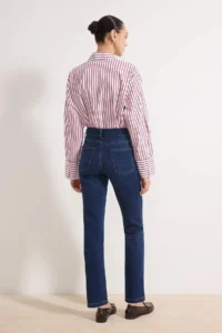 TRENDYOLMİLLA Dark Blue High Waist Straight Soft Extra Stretch Knitting Jeans - Image 5