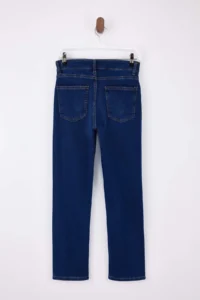 TRENDYOLMİLLA Dark Blue High Waist Straight Soft Extra Stretch Knitting Jeans - Image 7