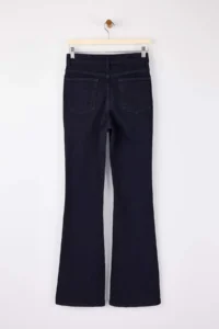 TRENDYOLMİLLA Dark Blue Raw High Waist Middle Flexible Flare LONG Size jeans - Image 10