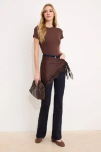 TRENDYOLMİLLA Dark Blue Raw High Waist Middle Flexible Flare LONG Size jeans - Image 4