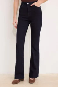 TRENDYOLMİLLA Dark Blue Raw High Waist Middle Flexible Flare LONG Size jeans - Image 6