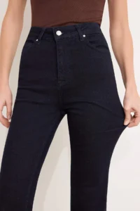 TRENDYOLMİLLA Dark Blue Raw High Waist Middle Flexible Flare LONG Size jeans - Image 7