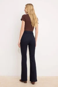 TRENDYOLMİLLA Dark Blue Raw High Waist Middle Flexible Flare LONG Size jeans - Image 8