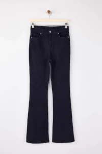 TRENDYOLMİLLA Dark Blue Raw High Waist Middle Flexible Flare LONG Size jeans - Image 9