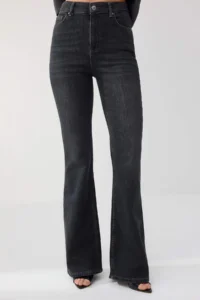 TRENDYOLMİLLA TRENDYOLMiLLA Wardrope Essentials Black Draped High Waist Middle Flexible Flare jeans - Image 3
