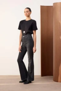 TRENDYOLMİLLA TRENDYOLMiLLA Wardrope Essentials Black Draped High Waist Middle Flexible Flare jeans - Image 5