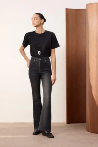 TRENDYOLMİLLA TRENDYOLMiLLA Wardrope Essentials Black Draped High Waist Middle Flexible Flare jeans - Image 6