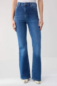 TRENDYOLMİLLA TRENDYOLMiLLA Wardrope Essentials Dark Blue Flowy High Waist Middle Flexible Flare jeans - Image 3