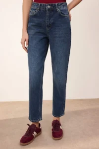 TRENDYOLMİLLA TRENDYOLMiLLA Wardrope Essentials Blue High Waist Less Flexible Ankle Size Mom jeans