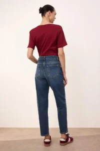 TRENDYOLMİLLA TRENDYOLMiLLA Wardrope Essentials Blue High Waist Less Flexible Ankle Size Mom jeans - Image 4