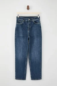 TRENDYOLMİLLA TRENDYOLMiLLA Wardrope Essentials Blue High Waist Less Flexible Ankle Size Mom jeans - Image 5