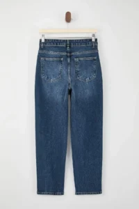 TRENDYOLMİLLA TRENDYOLMiLLA Wardrope Essentials Blue High Waist Less Flexible Ankle Size Mom jeans - Image 6