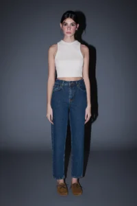 TRENDYOLMİLLA Dark Blue High Waist Ankle Size Low Flexible Mom jeans - Image 2