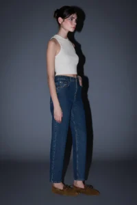 TRENDYOLMİLLA Dark Blue High Waist Ankle Size Low Flexible Mom jeans - Image 5