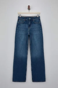 TRENDYOLMİLLA Mavi DRAPPY High Waist 100% Cotton Wide Leg jeans - Image 5