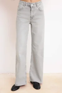 TRENDYOLMİLLA Gray Regular Waist Less Flexible Wide Leg LONG Size jeans - Image 3