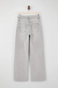 TRENDYOLMİLLA Gray Regular Waist Less Flexible Wide Leg LONG Size jeans - Image 6
