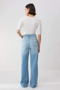 TRENDYOLMİLLA TRENDYOLMiLLA Wardrope Essentials Blue Flowy High Waist 100% Cotton Wide Leg jeans - Image 4