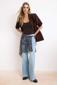 TRENDYOLMİLLA Mavi High Waist 100% Cotton Wide Leg Wide Leg jeans - Image 2
