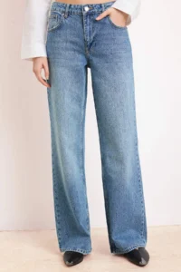 TRENDYOLMİLLA Mavi Regular Waist 100% Cotton Wide Leg Wide Leg jeans - Image 3