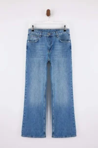 TRENDYOLMİLLA Mavi Regular Waist 100% Cotton Wide Leg Wide Leg jeans - Image 5