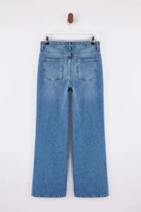 TRENDYOLMİLLA Mavi Regular Waist 100% Cotton Wide Leg Wide Leg jeans - Image 6