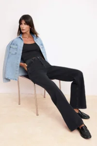 TRENDYOLMİLLA Black Draped High Waist Seasonal 100% Cotton LONG Size Wide Leg jeans