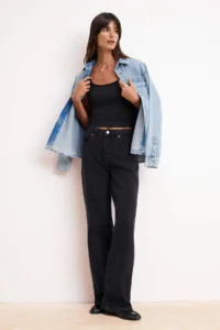TRENDYOLMİLLA Black Draped High Waist Seasonal 100% Cotton LONG Size Wide Leg jeans - Image 2