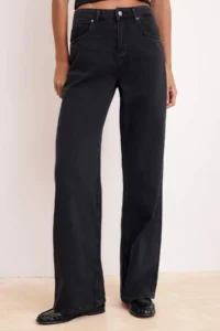 TRENDYOLMİLLA Black Draped High Waist Seasonal 100% Cotton LONG Size Wide Leg jeans - Image 3