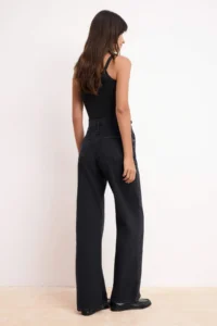 TRENDYOLMİLLA Black Draped High Waist Seasonal 100% Cotton LONG Size Wide Leg jeans - Image 4